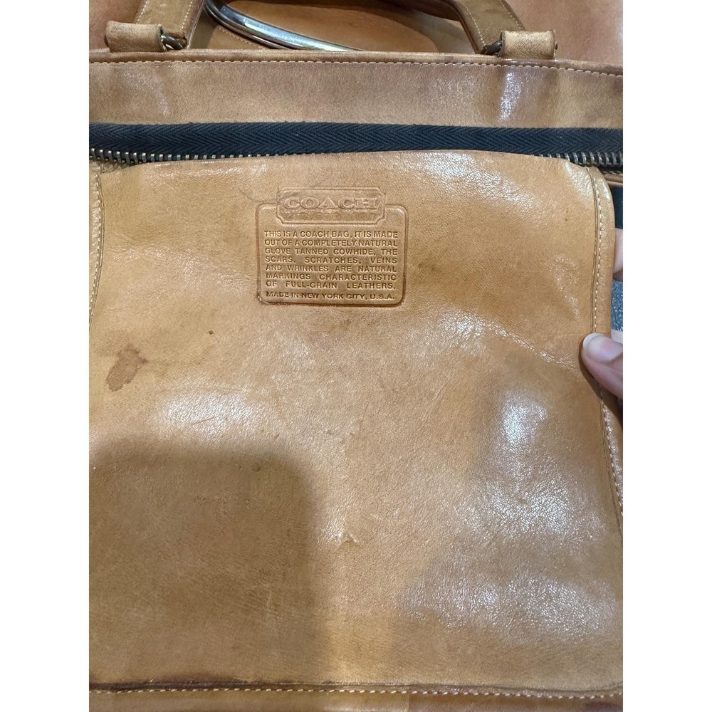 Vintage Coach Tan Leather Kiss Lock Bonnie Cashin Handle Bag 1970's - Picture 14 of 16